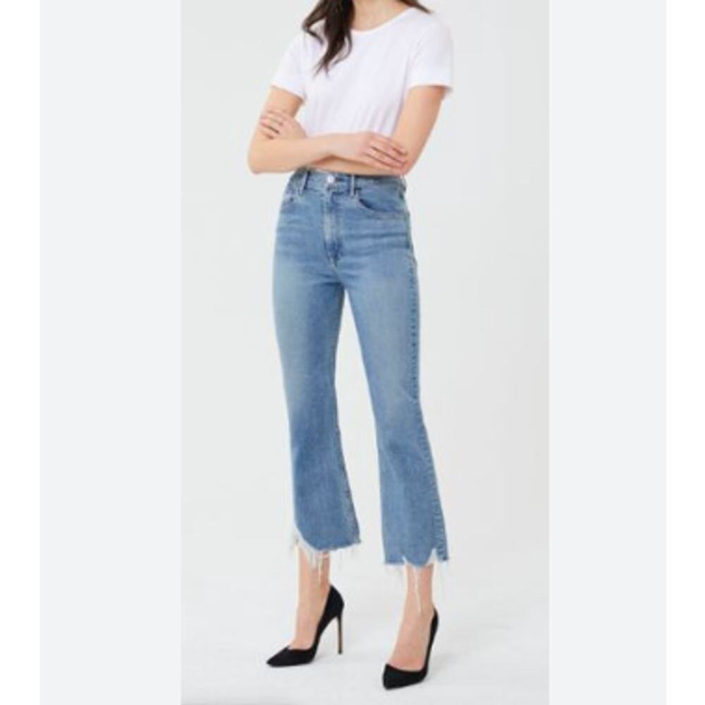 3x1 Empire Crop Flare Raw Hem High Waist Jeans (27)